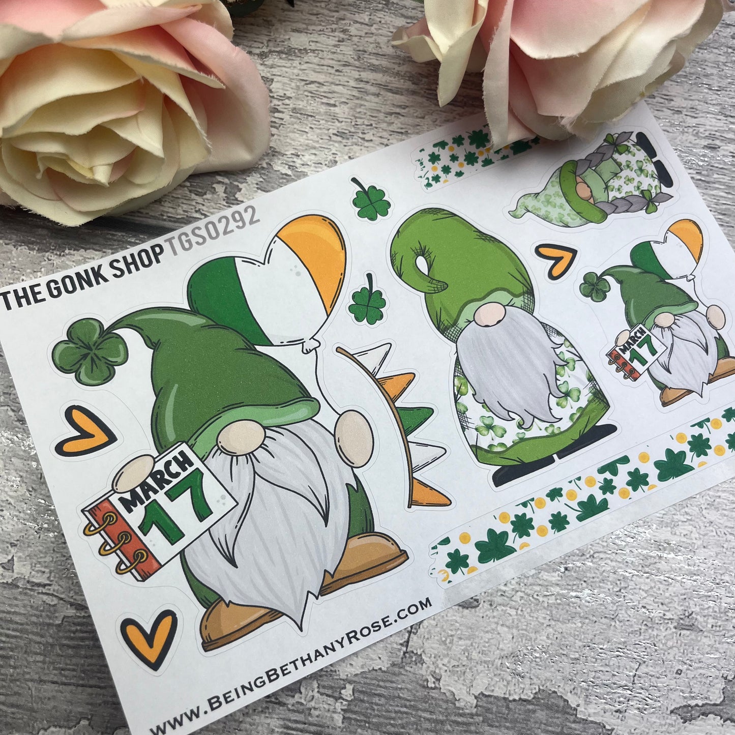 Cara - March 17 - St Patricks Day Gonk Stickers (TGS0292)