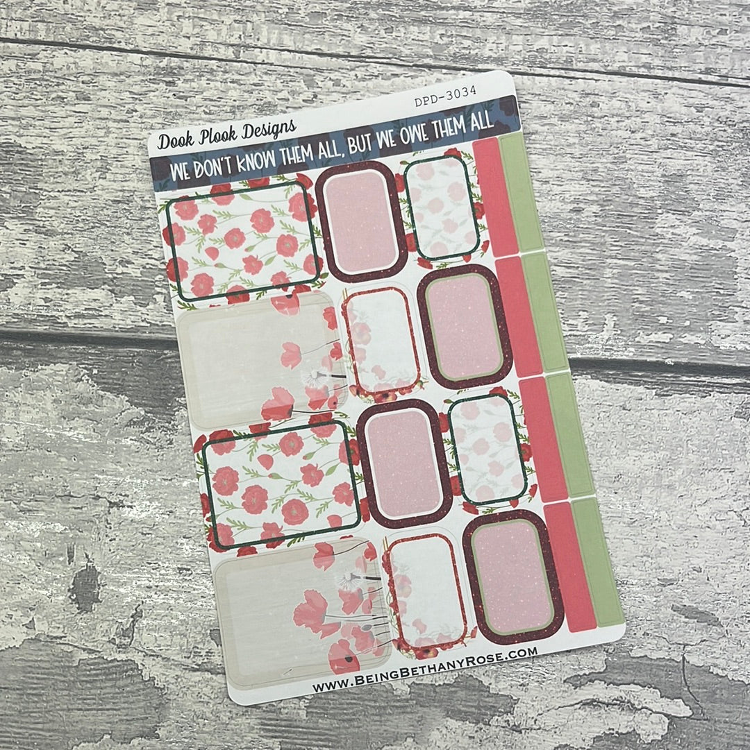 Polly Poppy Gonk boxes journalling planner stickers  (DPD3034)