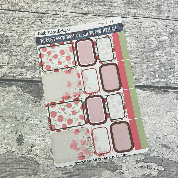 Polly Poppy Gonk boxes journalling planner stickers  (DPD3034)