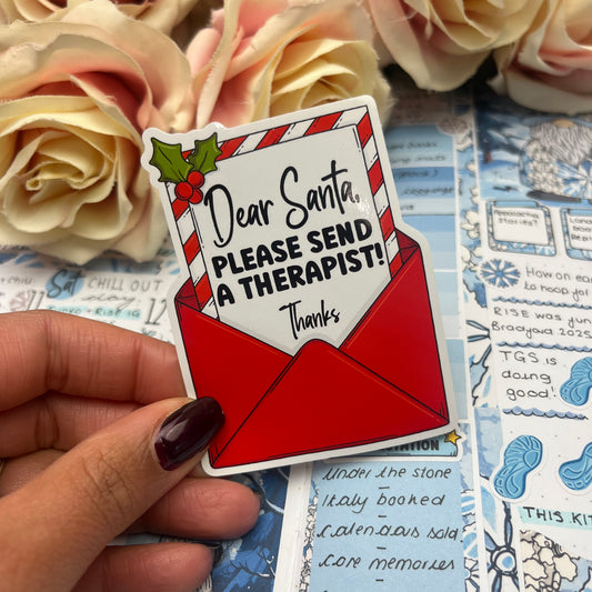 (0150) Dear Santa please send A THERAPIST - christmas vinyl sticker