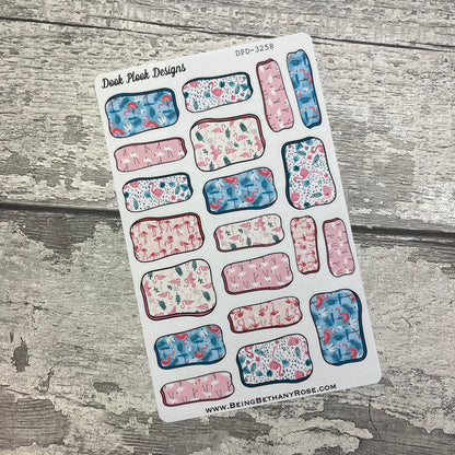 Frankie Flamingo Hand drawn box stickers (DPD3258)