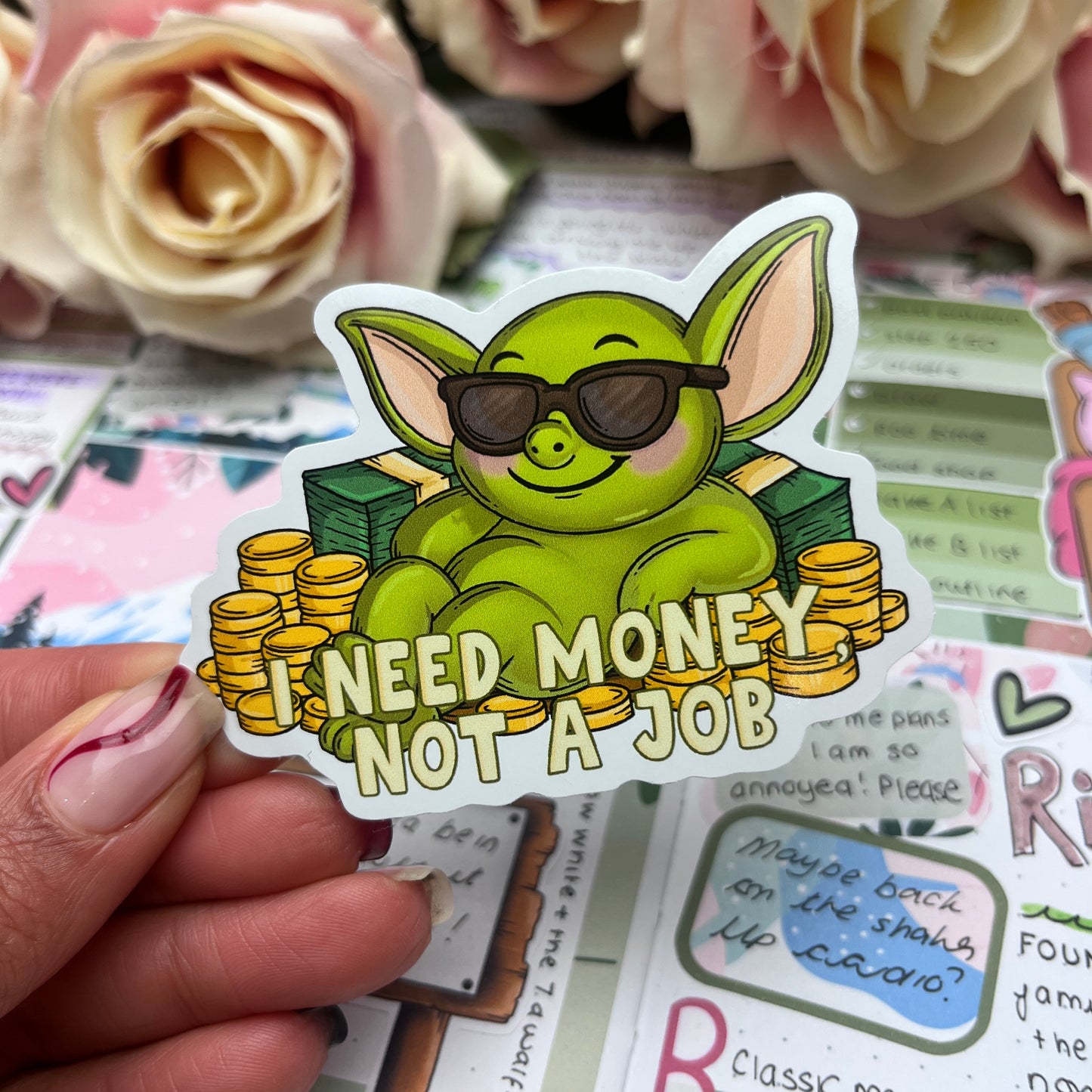 (161)  I need money, not a job  - vinyl sticker
