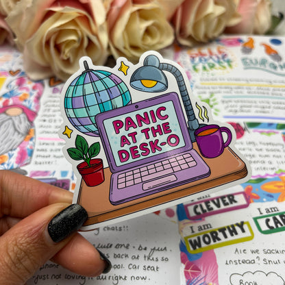 (153) Panic at the desk-o - vinyl sticker