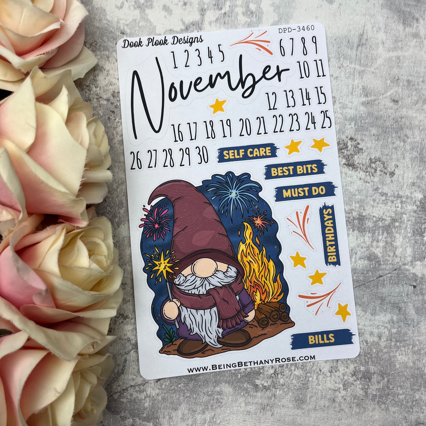 November - Bonfire Night fireworks- Month journal planner stickers (DPD3460)