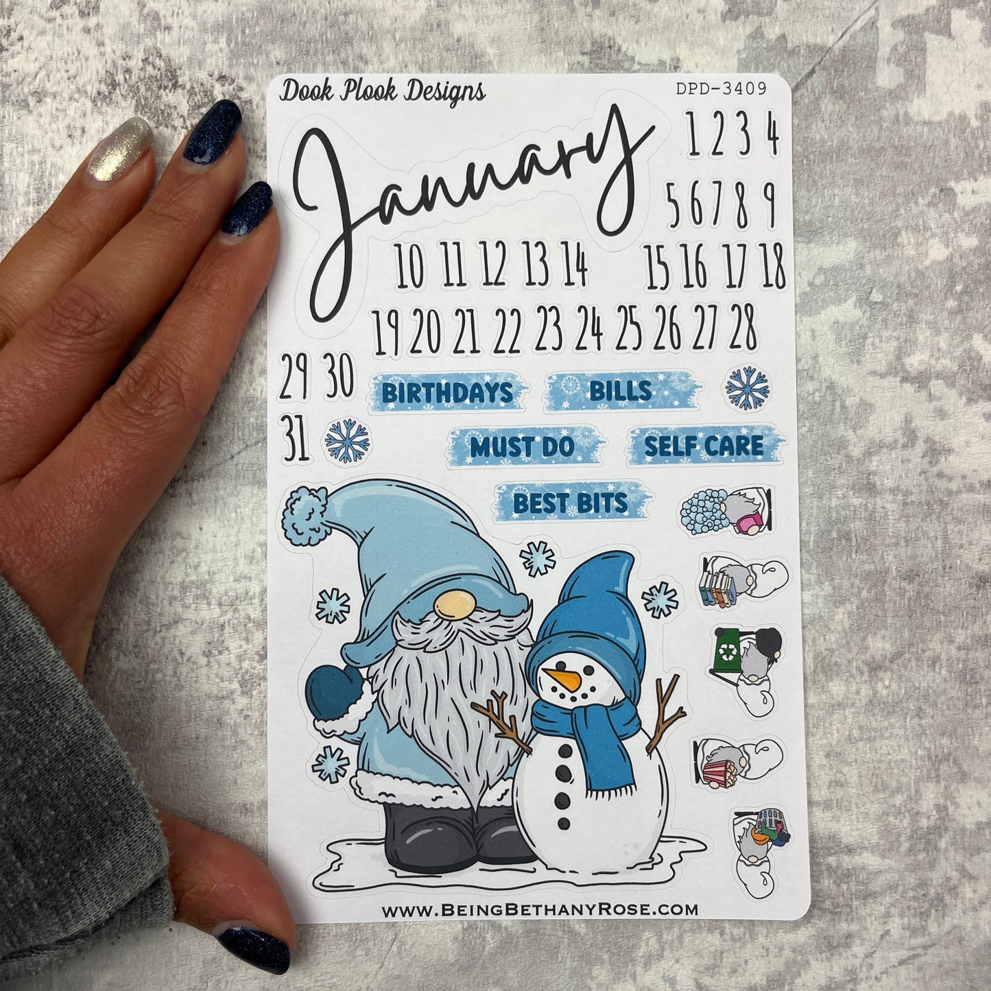 January - Sadie - Snowman - Month journal planner stickers (DPD3409)