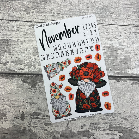 November Month- Poppy - journalling planner stickers (DPD3365)