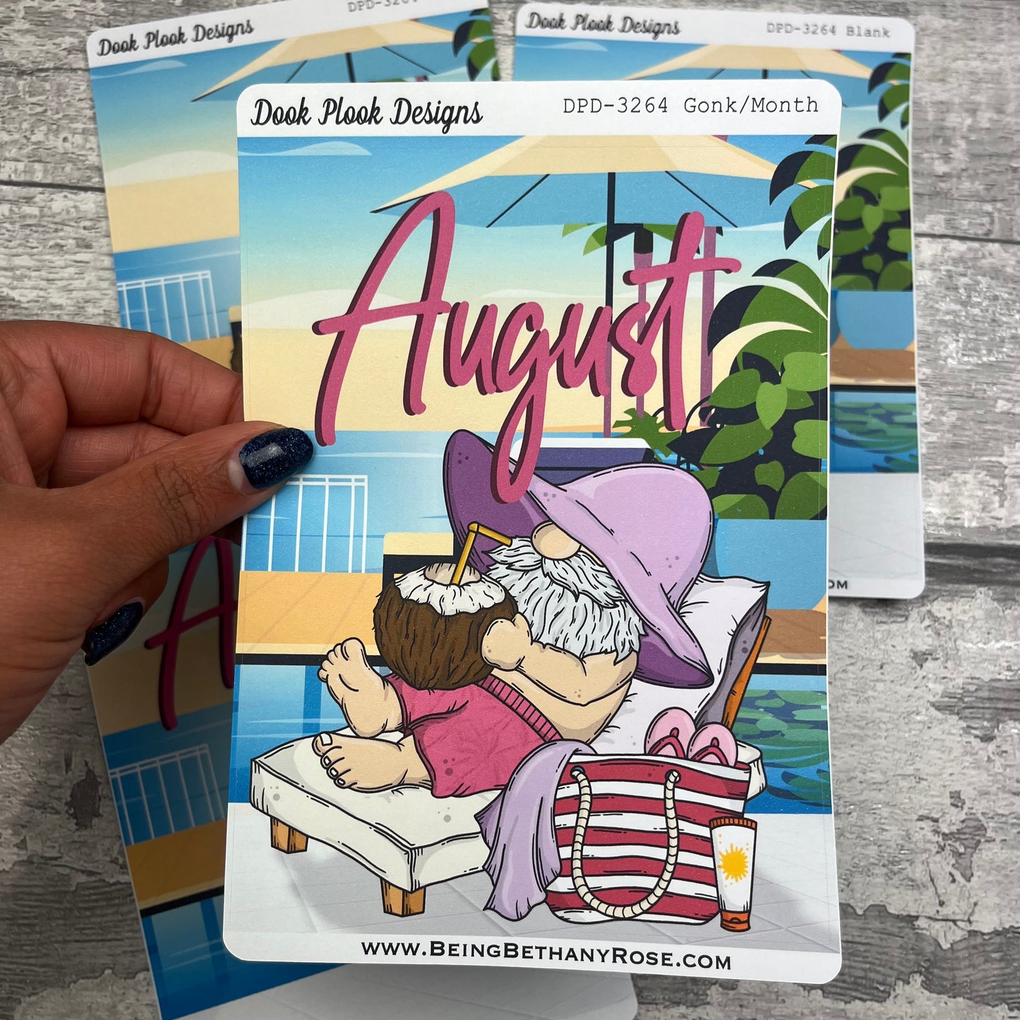 Large Cover Page ' August'  Sunbathing Summer Holiday Sticker (DPD3264)