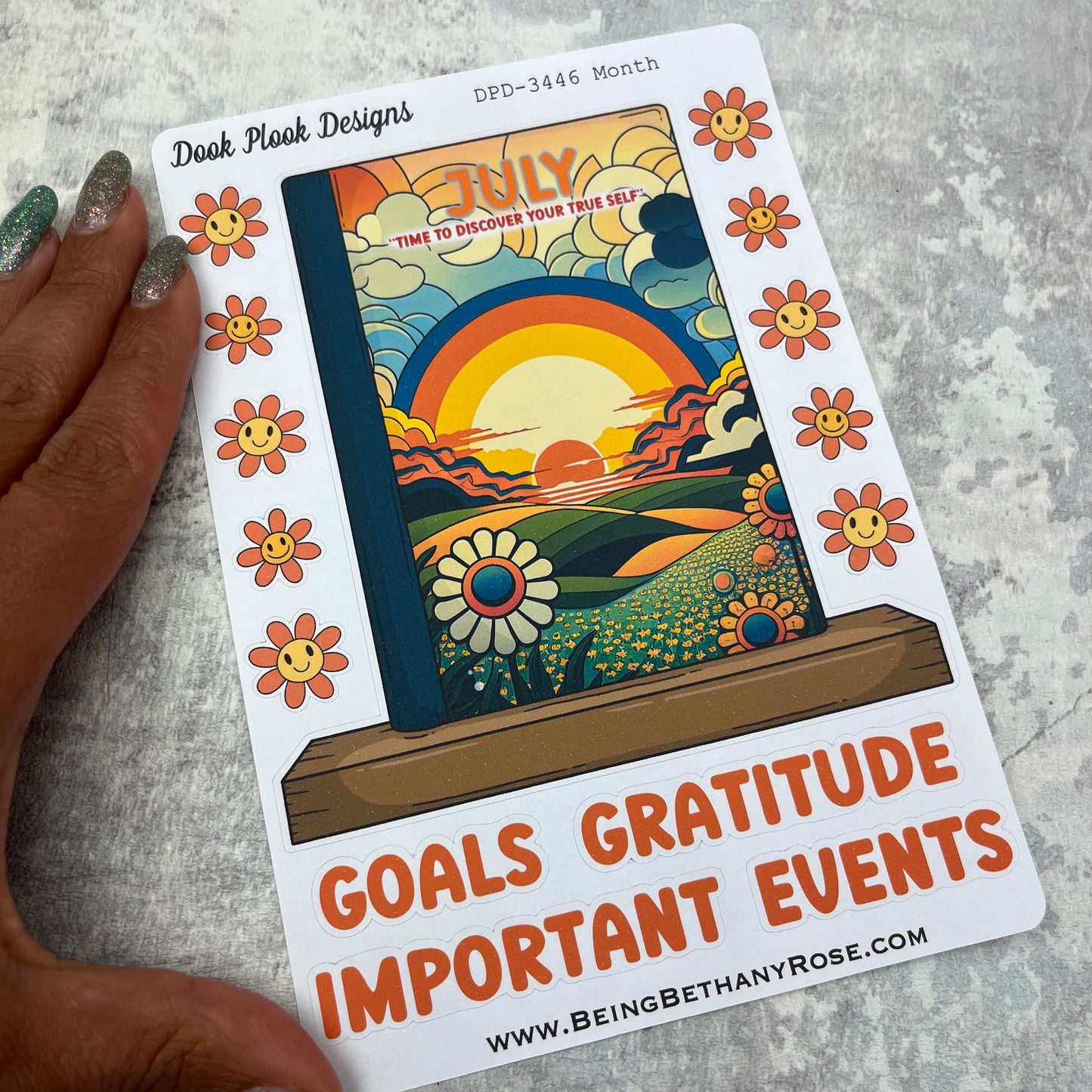 Large Bookshelf - July Cover page ' Bodhi Flower Power' Sticker (DPD34416)