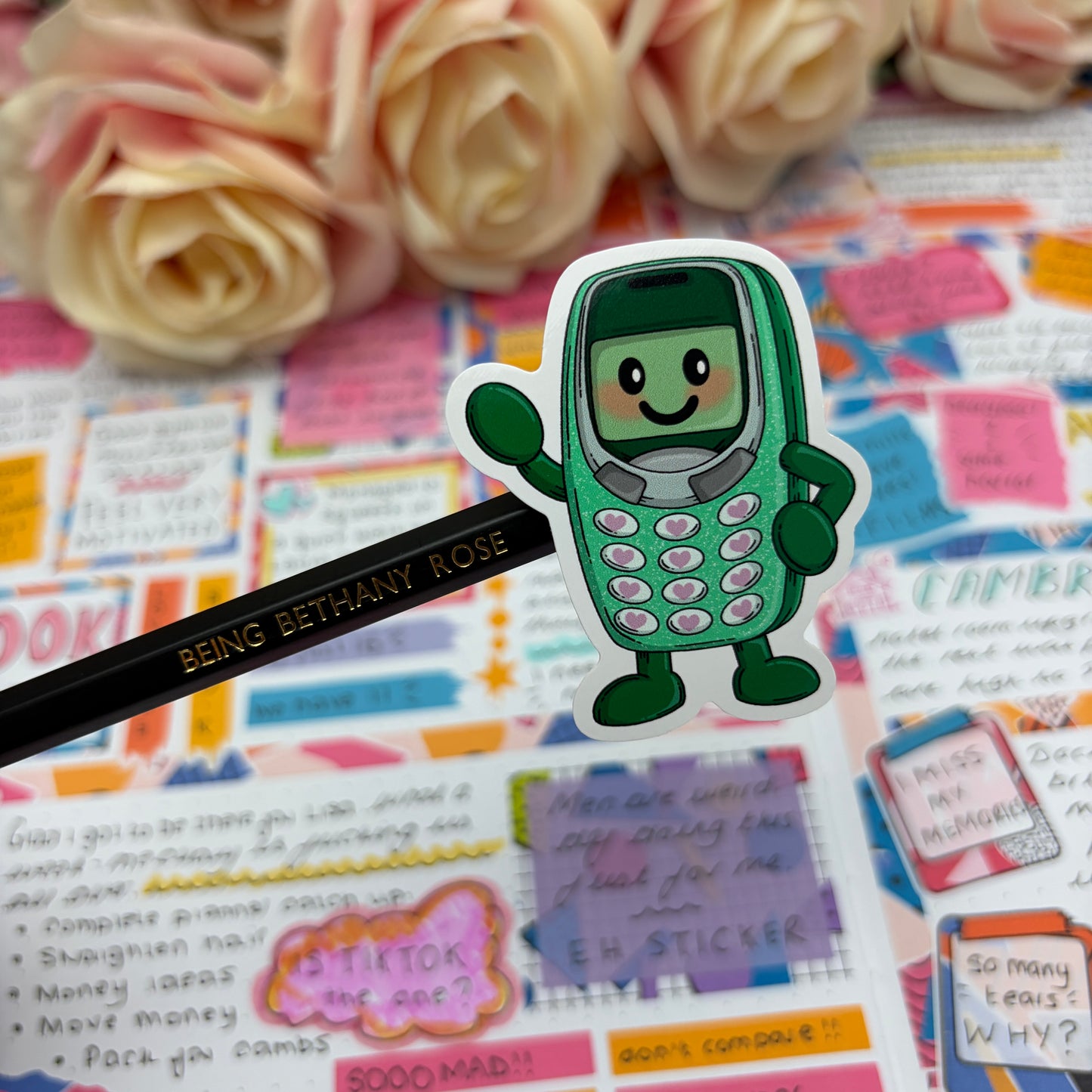 Retro 90's phone - vinyl sticker (LLU031)