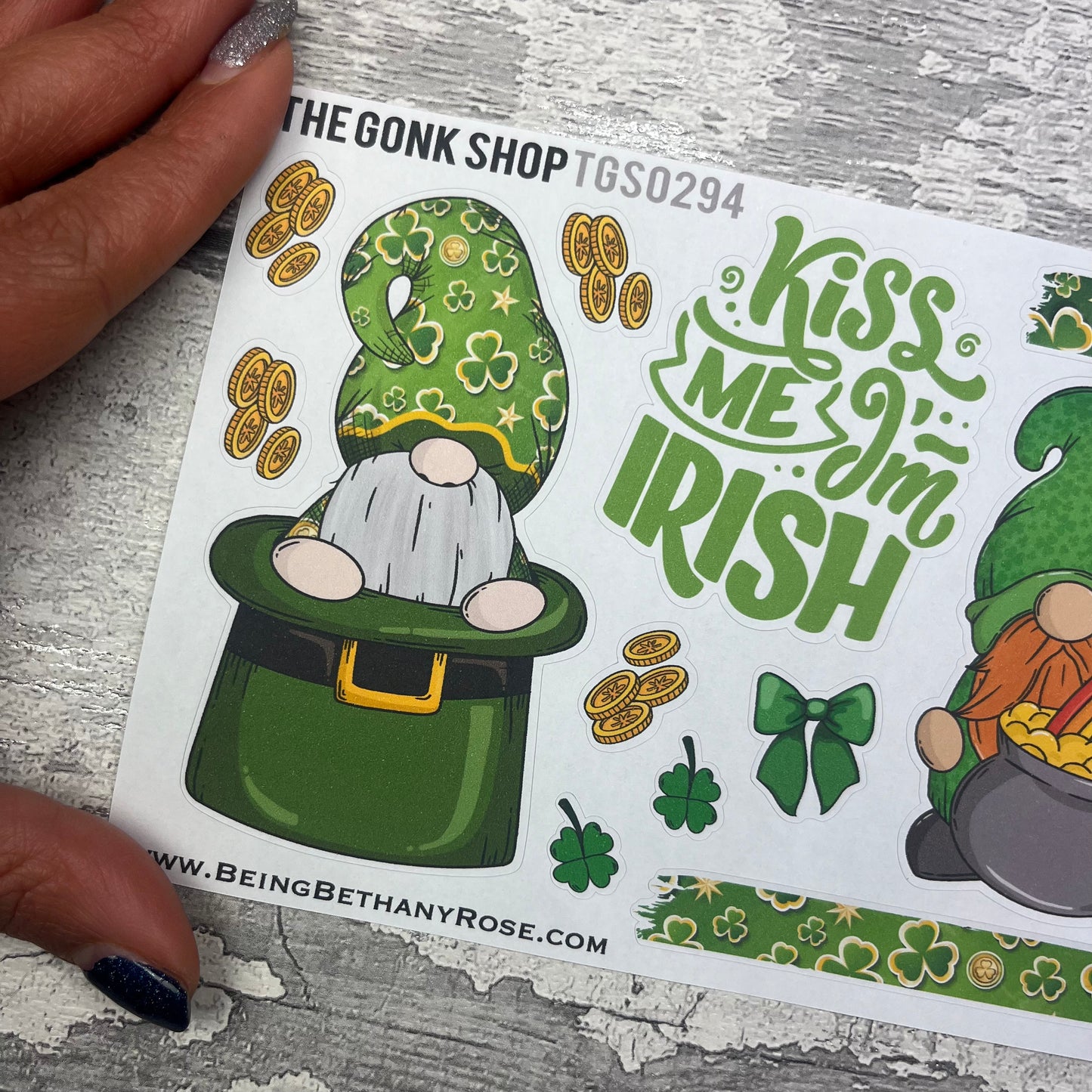 Cara, Gnorman in hat - St Patricks Day Gonk Stickers (TGS0294)