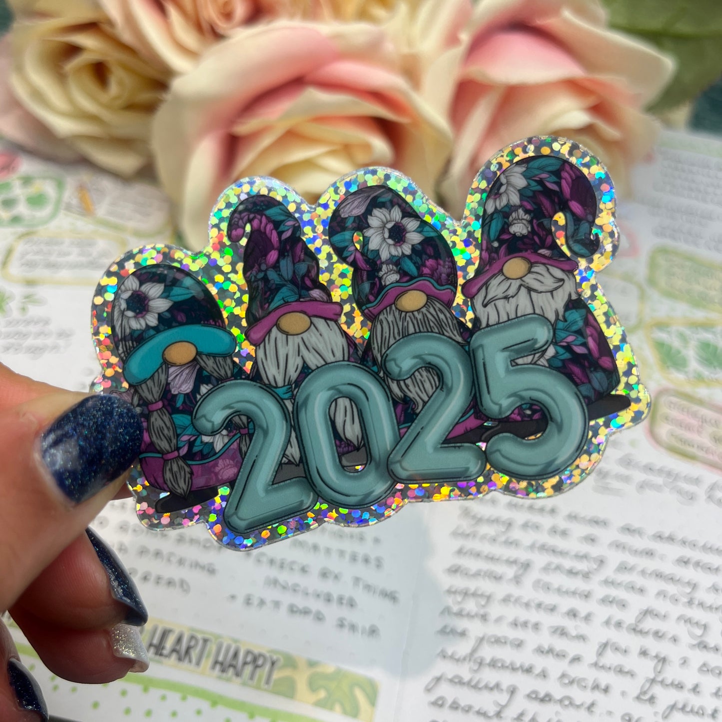 Glitter holographic Vinyl Sticker - 2025 Bonnie Gonk - Happy New Year (040)