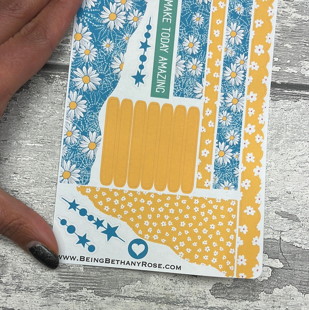 (0737) Passion Planner Daily Wave stickers - Fresh Daisy