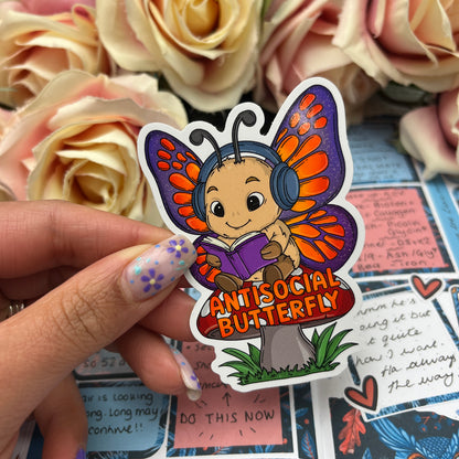(166) Antisociable butterfly - vinyl sticker