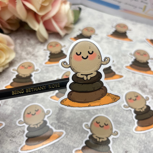 Meditating Rock - vinyl sticker (LLU001)