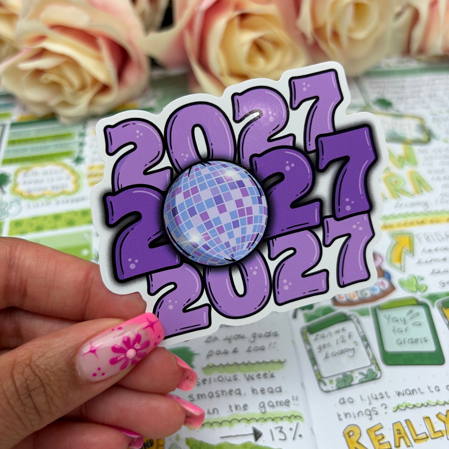 (169) 2027 Disco New Year  - vinyl sticker PURPLE