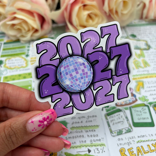 (169) 2027 Disco New Year  - vinyl sticker PURPLE