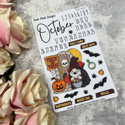 October - Halloween Trick or Treat- Month journal planner stickers (DPD3457)