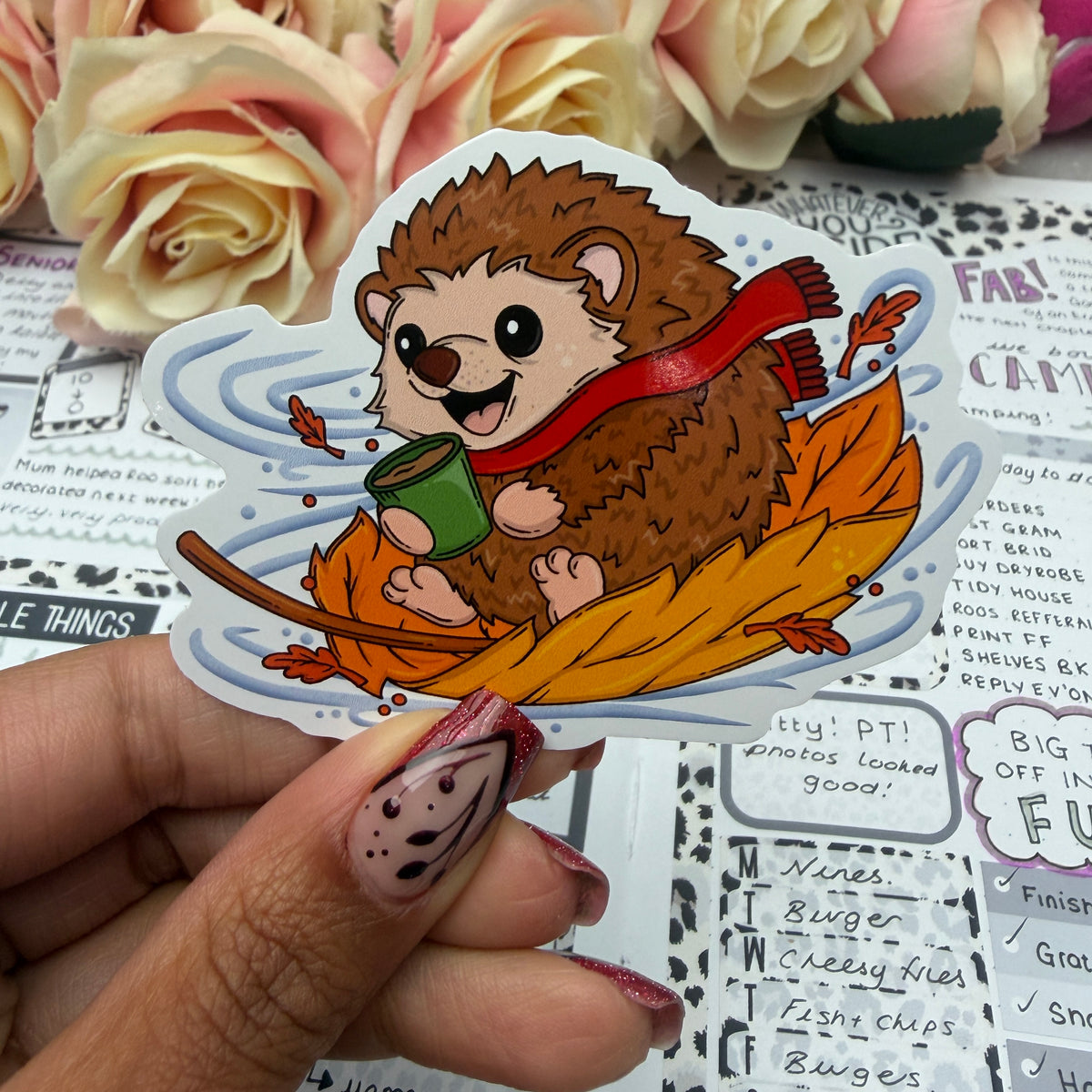 (173) Autumn Hedghog - vinyl sticker