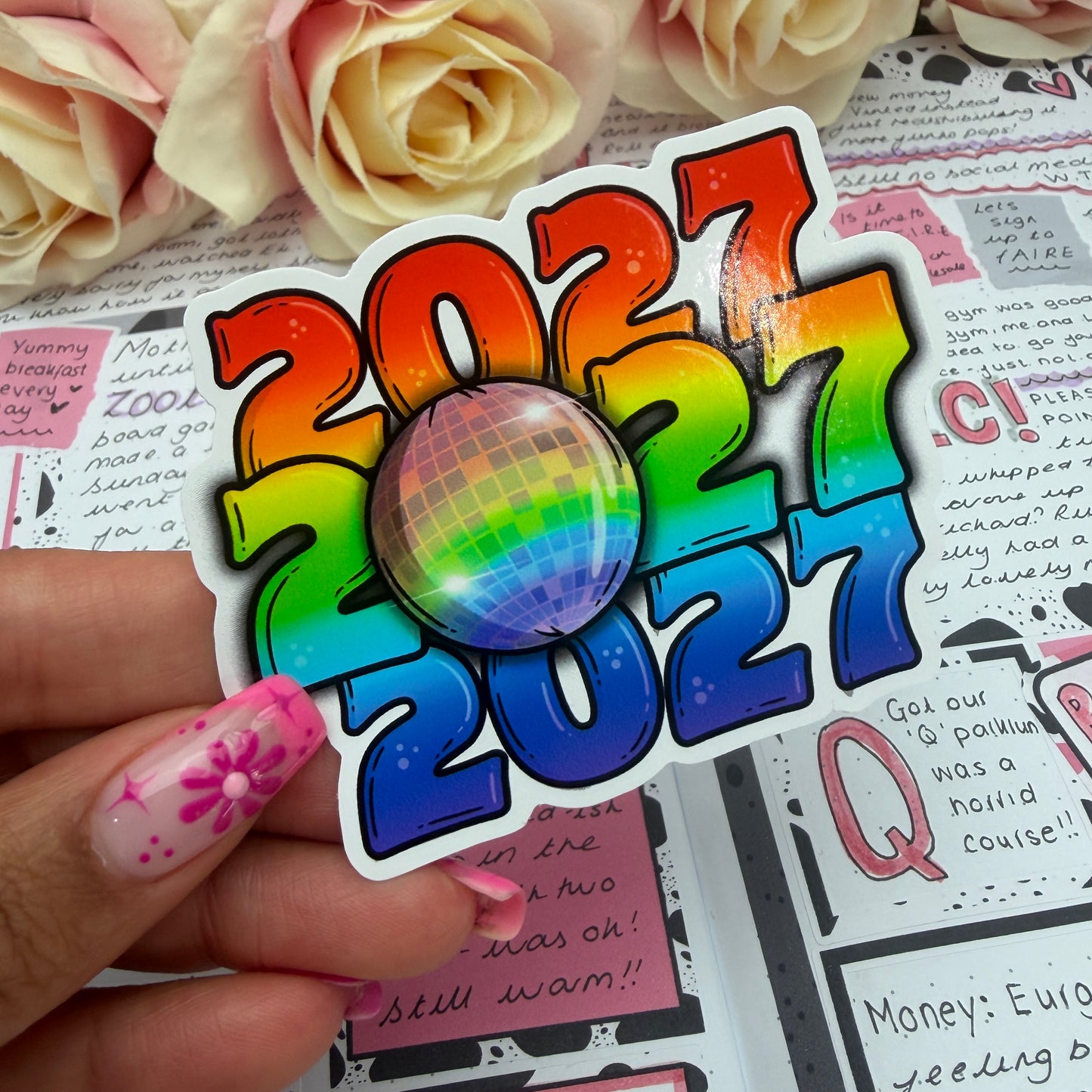(169) 2027 Disco New Year  - vinyl sticker GRADIENT RAINBOW