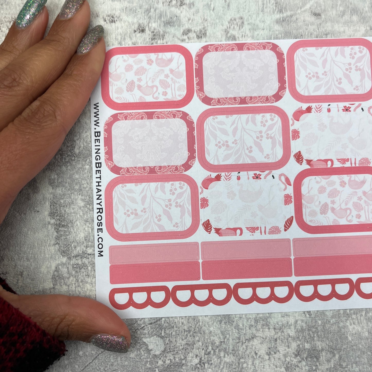 Frankie Flamingo boxes planner stickers (BBR-0081)