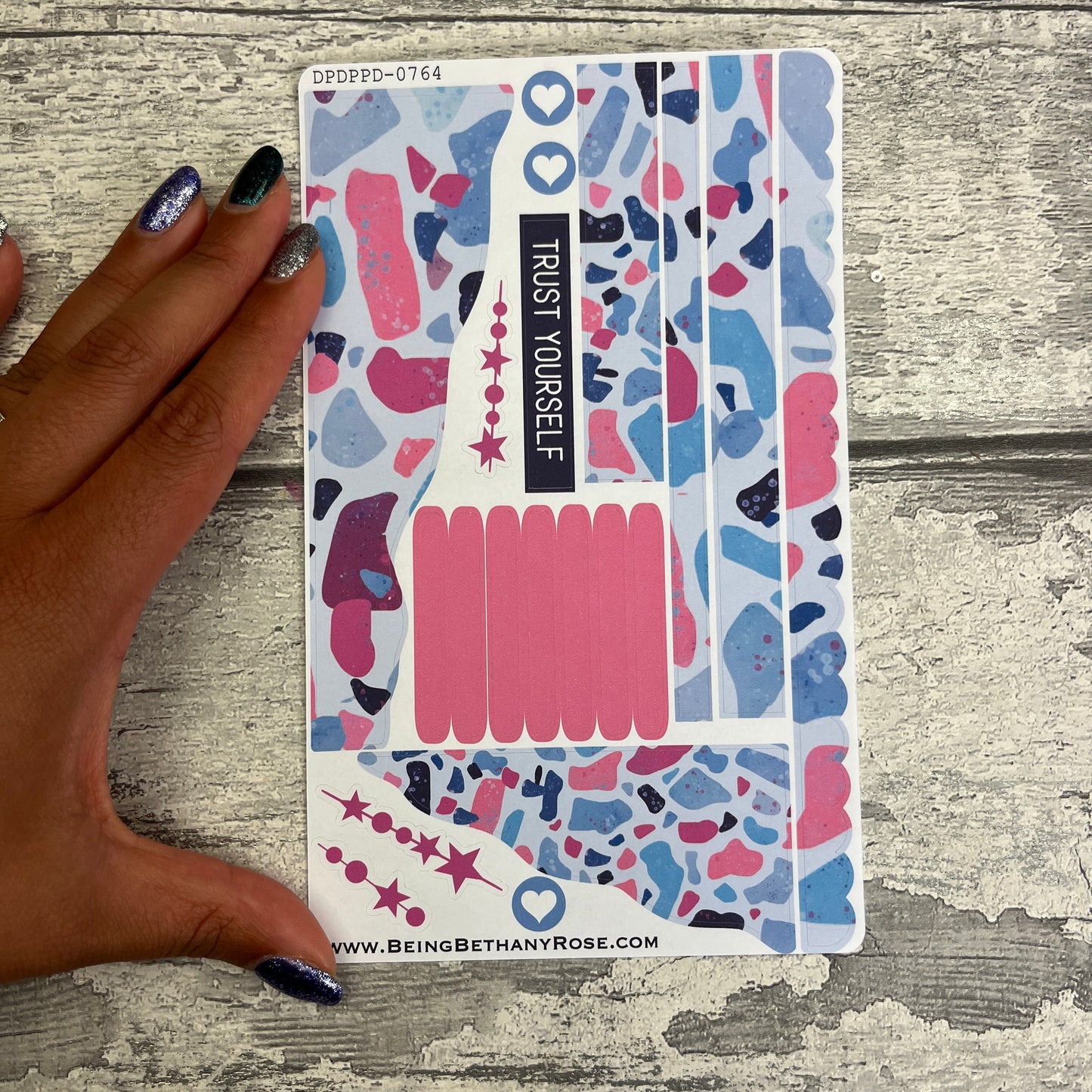 (0764) Passion Planner Daily Wave stickers - Sara purple terazzo