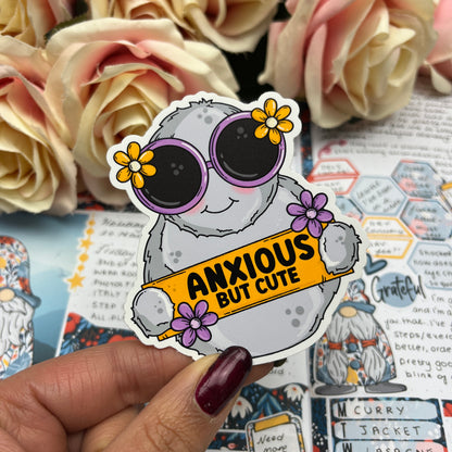 (129) Anxious but cute - character - vinyl sticker