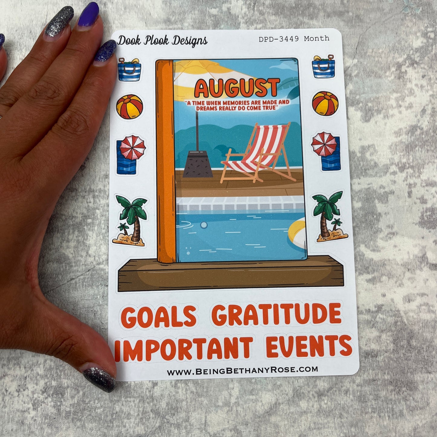 Large Bookshelf - August Cover page 'Brittany Beach' Sticker (DPD3448)