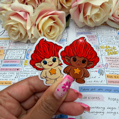 Little Troll character, different Skintones and hair - vinyl sticker (LLU036-45)