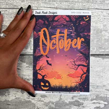 Large Cover Page ' October'  Halloween Witch Sticker (DPD3332)