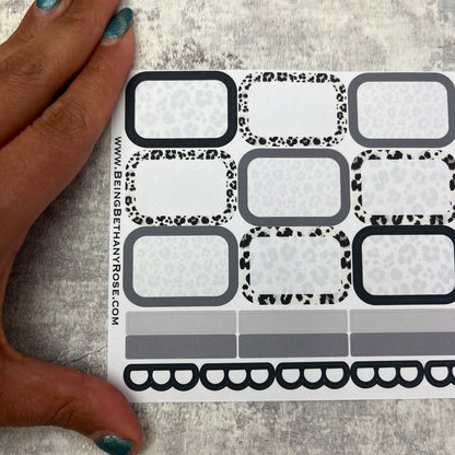 Wendy Mono Leopard Print boxes planner stickers (BBR-0078)