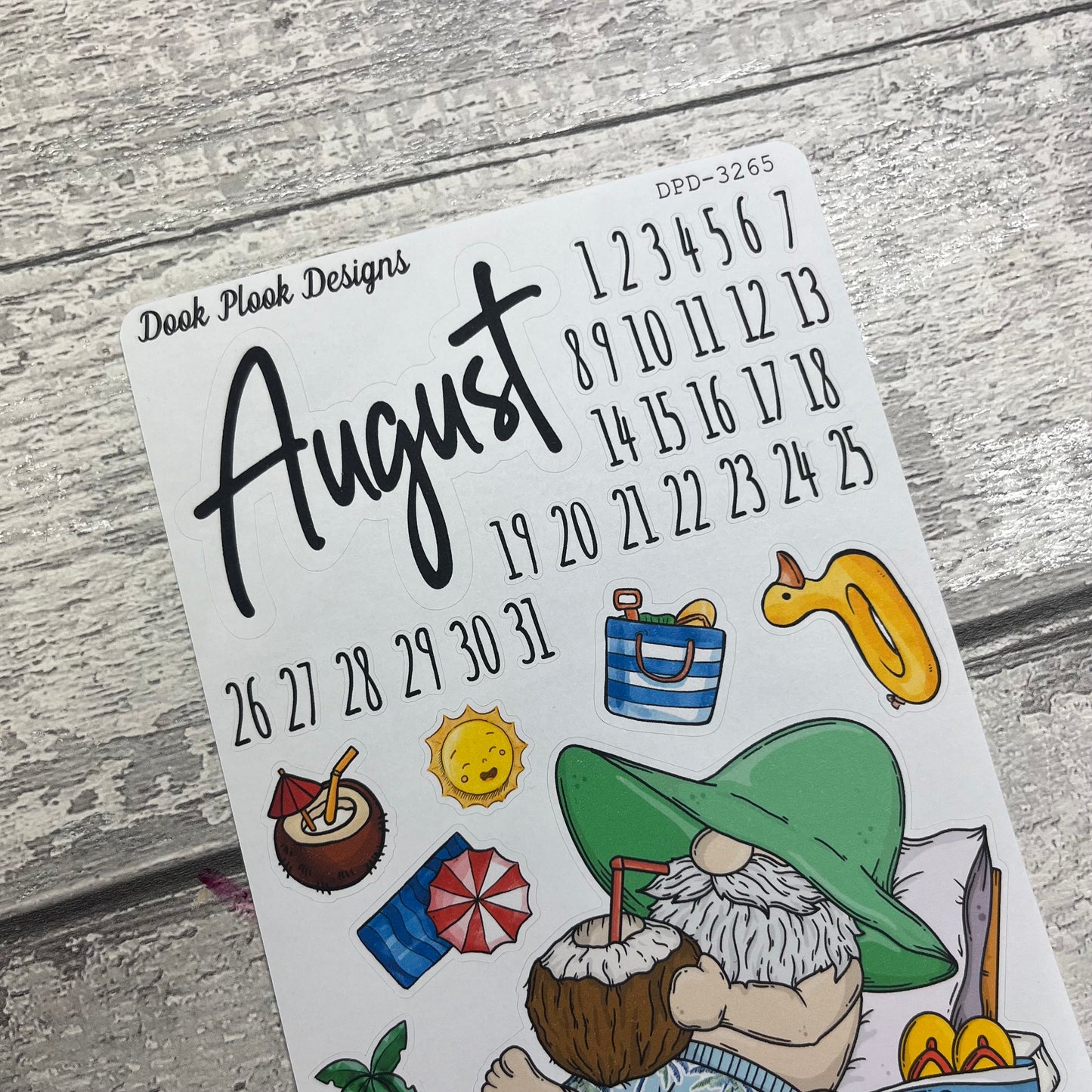 August Month- Sun bathing summer holiday - journalling planner stickers (DPD3265)