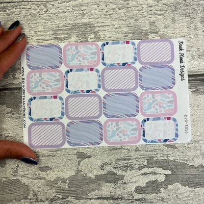 Sara purple terazzo half box planner stickers (DPD-3316)