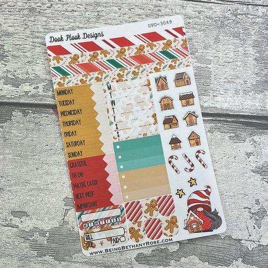 White, Red and Gingerbread - Functional planner stickers (DPD3049)