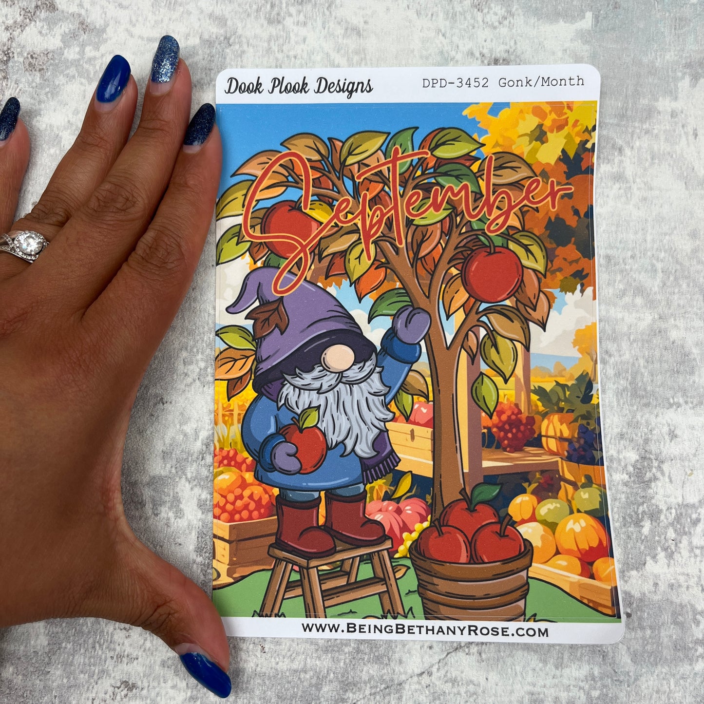 Large Cover Page ' September 2.0' Stevie Autumn Apple Picking Sticker (DPD3452)