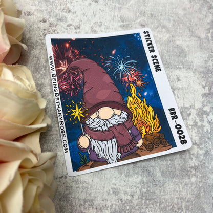Bonfire Night fireworks scene sticker (BBRSCENE-0028)