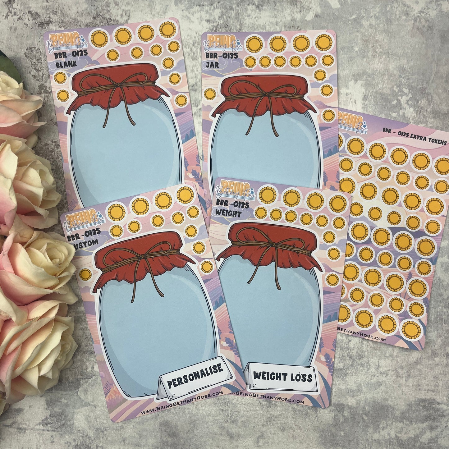 Weight loss / Money saving / Personalised tracking jar star stickers (BBR0135)