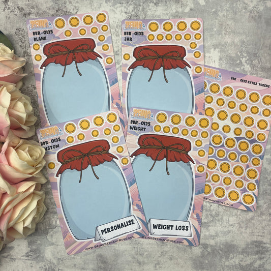 Weight loss / Money saving / Personalised tracking jar star stickers (BBR0135)