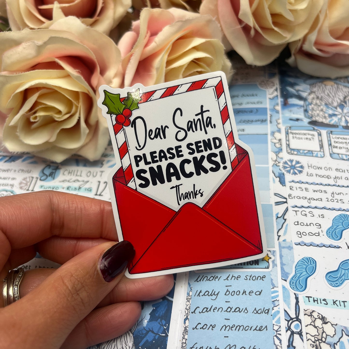 (0150) Dear Santa please send SNACKS - christmas vinyl sticker