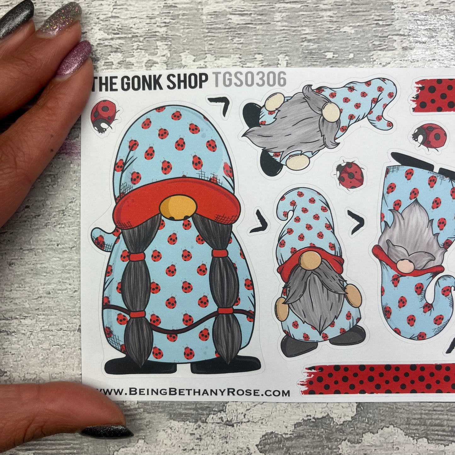 Ruby Ladybird Print Gonk Stickers (TGS0306)