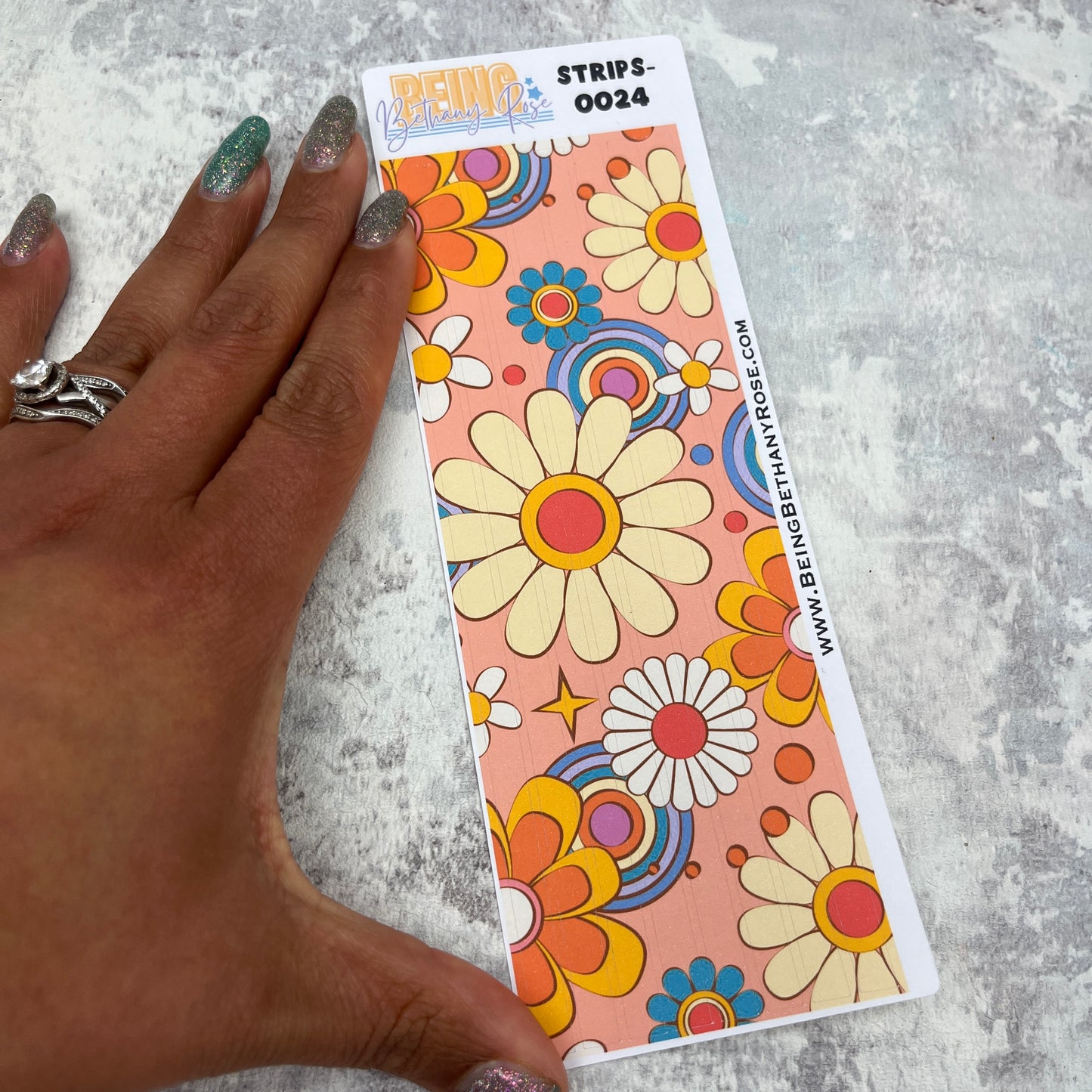 Bodhi Flower Power - thin washi style strip stickers (BBRSTRIPS-0024)