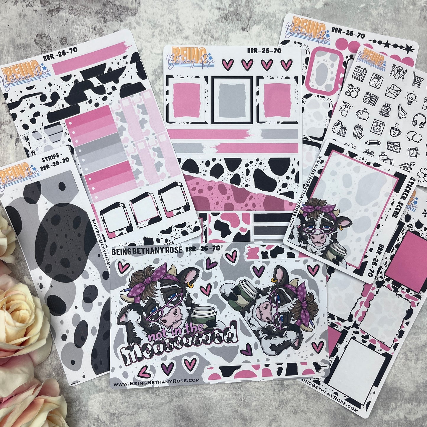 Not in the mood, cow print sticker kit (KIT26070)