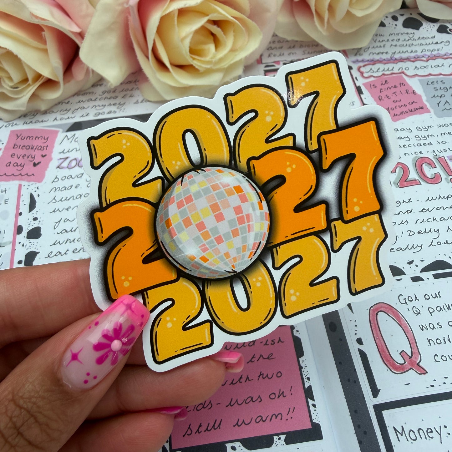 (169) 2027 Disco New Year  - vinyl sticker YELLOW
