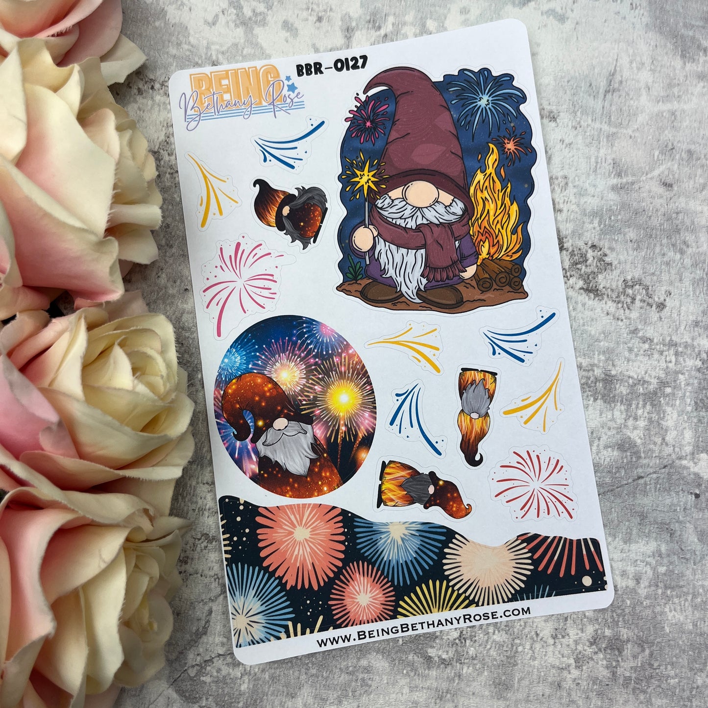 Bonfire Night fireworks Gonk journalling planner stickers (BBR-00127)