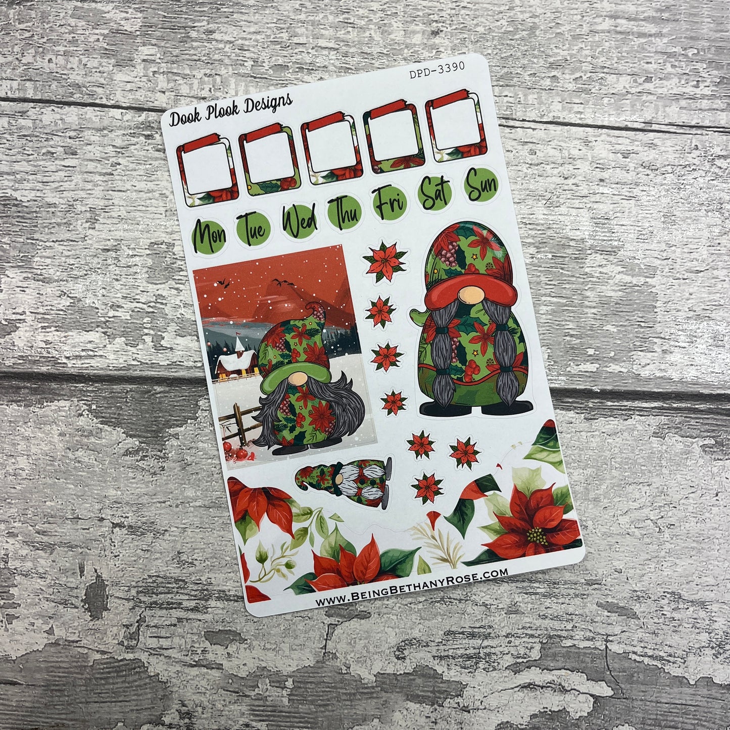 Poinsettia Gonk journalling planner stickers (DPD3390)