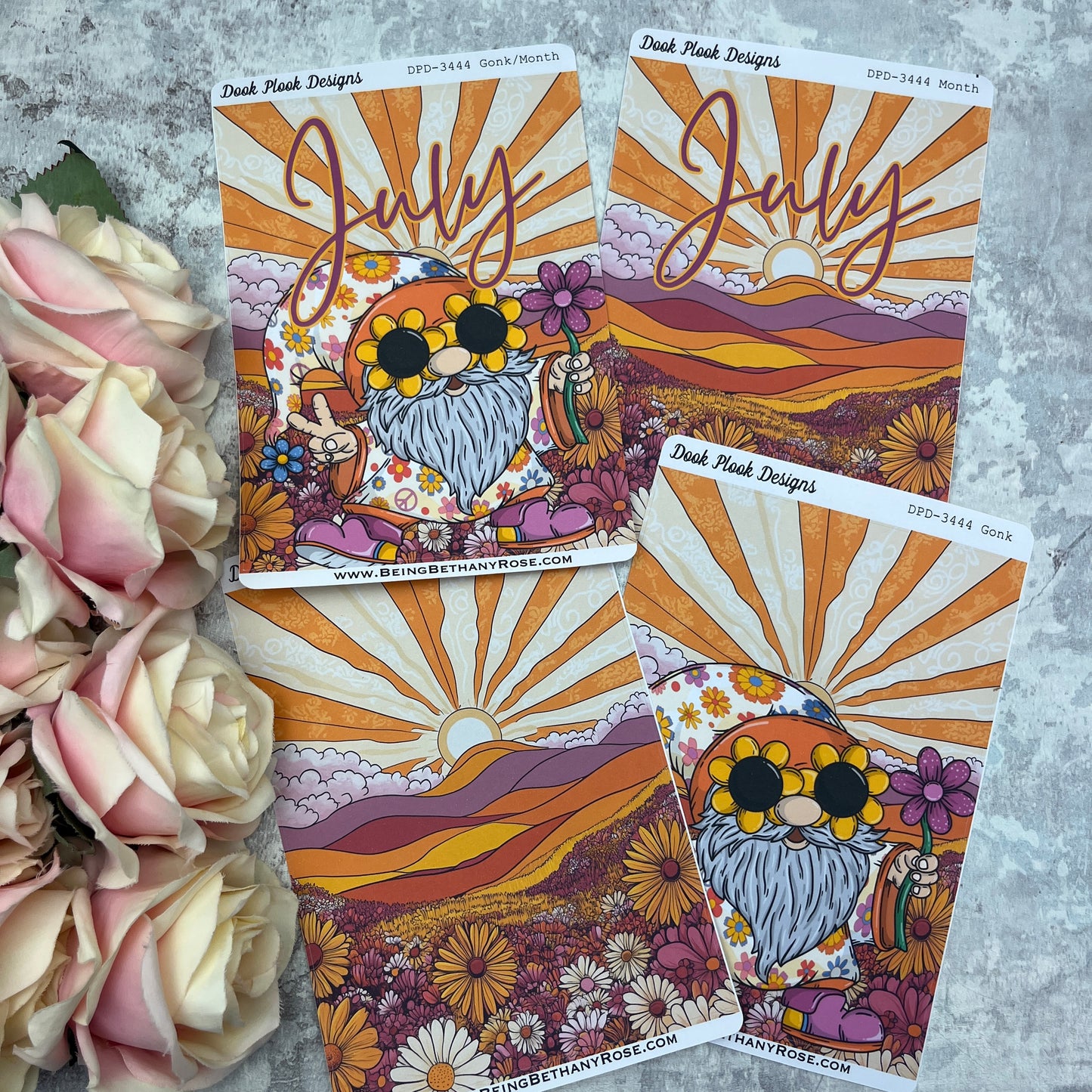 Large Cover Page ' July 2.0' Flower Power Sticker (DPD3444)