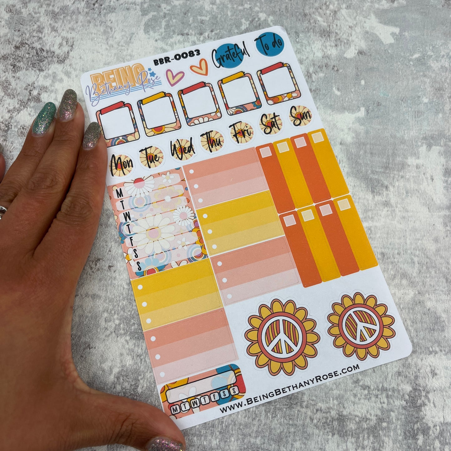 Bodhi Flower Power functional planner stickers (BBR-0083)