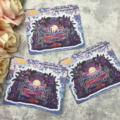 Personalised name arch stickers for planners, journals and diaries (BBR0134)