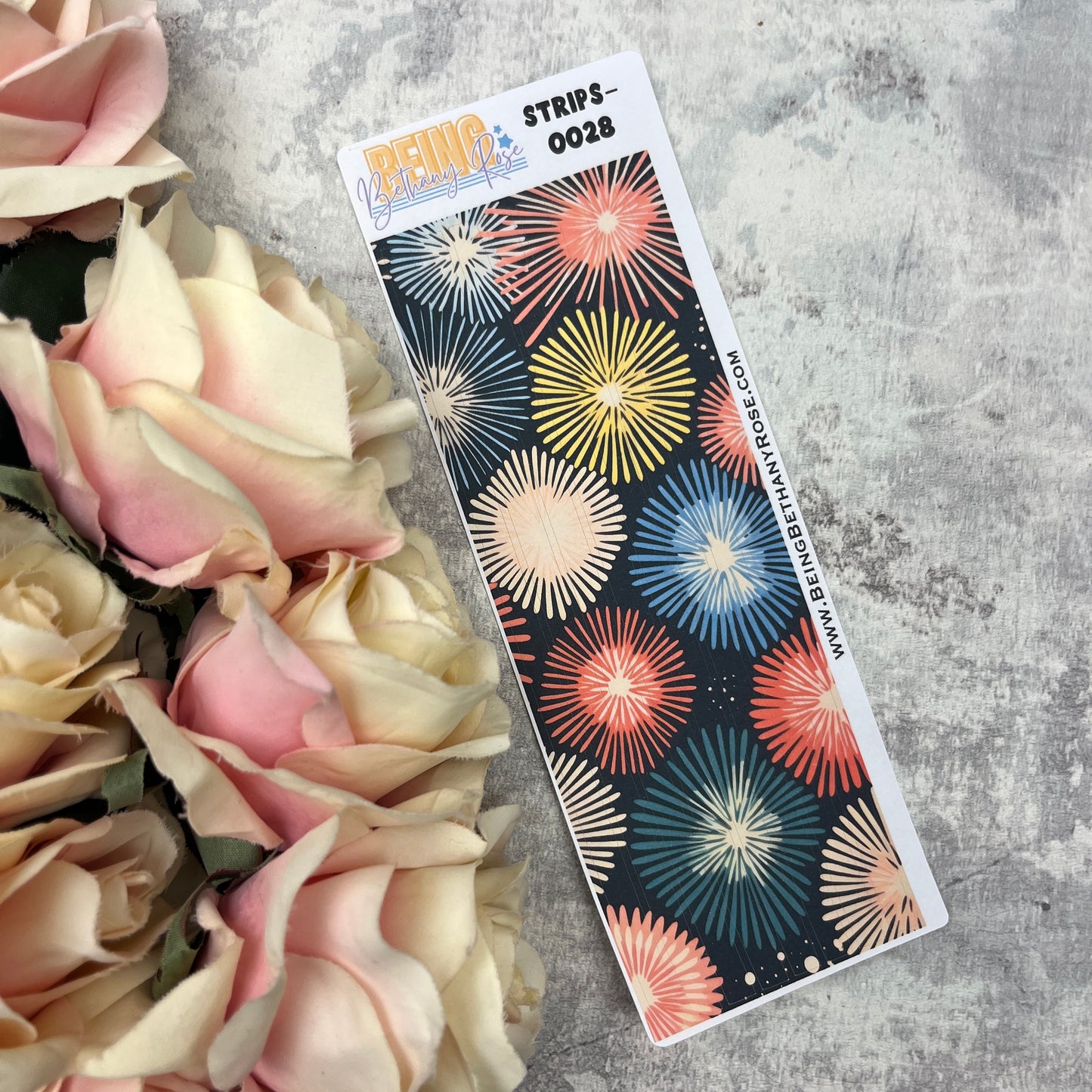 Bonfire Night fireworks - thin washi style strip stickers (BBRSTRIPS-0028)