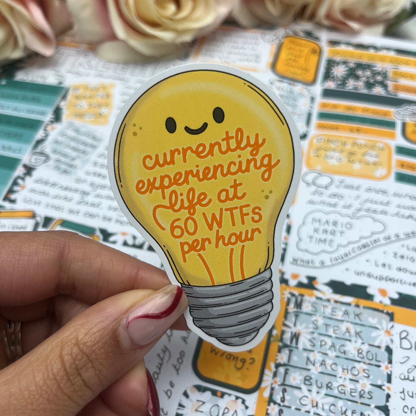 (163) 60 WTFs per hour lightbulb - vinyl sticker