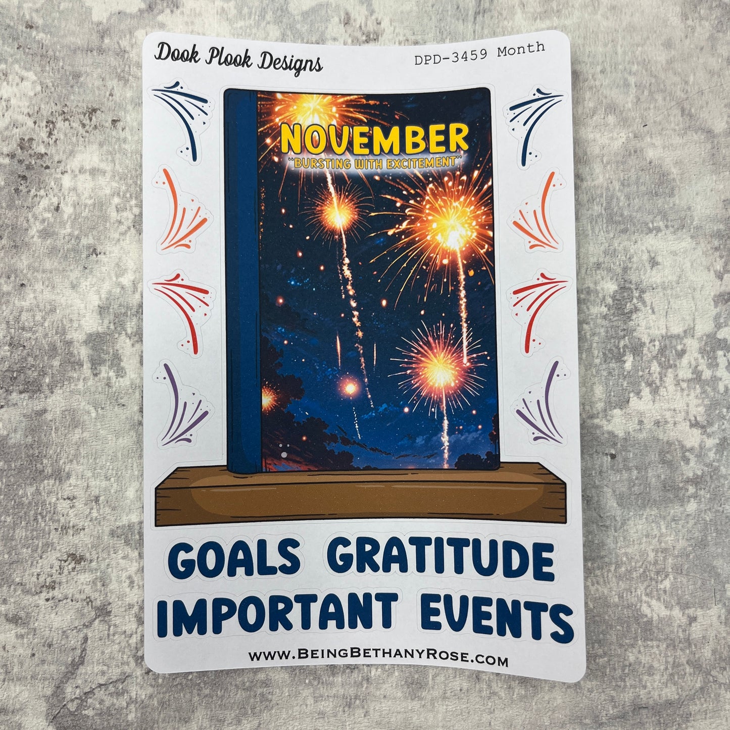 Large Bookshelf - November Cover page 'Bonfire Night fireworks' Sticker (DPD3459)
